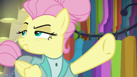 Snooty Fluttershy dismissing a customer S8E4