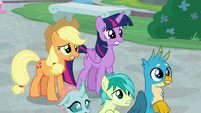Twilight, AJ, and students watch with worry S8E21
