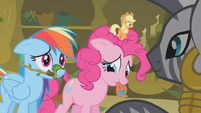 Zecora looking at remorseful Pinkie and Rainbow S1E09
