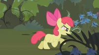 Apple Bloom running through the Everfree Forest S1E09
