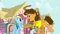 Cheese pointing at Rainbow S4E12