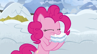 Pinkie Pie takes a bite out of snow sandwich S7E11
