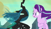 Queen Chrysalis smacks Starlight's hoof away S6E26