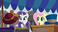 Rarity and Fluttershy seeing colorful clothes MLPRR