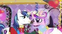 Shining Armor and Cadance looking at each other S2E26