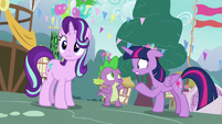 Spike shrugging with embarrassment S7E15