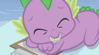 Spike sleeping on ice block S1E11