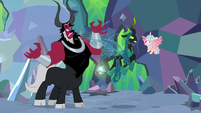 Tirek, Chrysalis, and Cozy start to argue S9E25