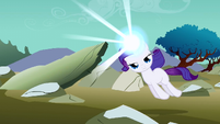 Filly Rarity being pulled along S1E23