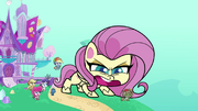 Giant Fluttershy yelling at Dishwater PLS1E2b