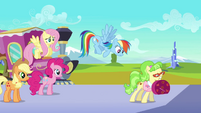 Rainbow Dash tries to get Ms. Peachbottom's attention S03E12