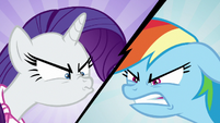 Rarity and Rainbow sneer at each other S8E17