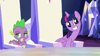 Twilight Sparkle giving a hinting grin S6E25