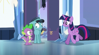Twilight trots up to Spike and Thorax S6E16