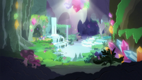 Waterfall grotto in the gem cave S7E4