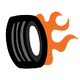 A flaming tire