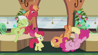 AJ and Pinkie laugh themselves out of their seats S5E20