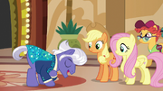 Gladmane bowing to Applejack and Fluttershy S6E20