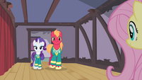 Rarity and Big Mac walk up to Fluttershy S4E14