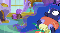 Travel bag tossed onto Princess Luna S9E13