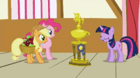 47162 - animated applejack pinkie pie trophy twilight sparkle wooo
