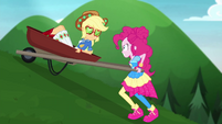 Pinkie pushing wheelbarrow up the hill CYOE15b