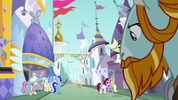 Rockhoof observing ponies in Canterlot S8E21