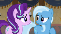 Starlight and Trixie look concerned S8E19