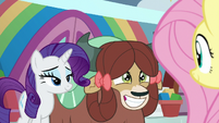 Yona grinning excitedly at Fluttershy S9E7