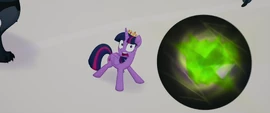Obsidian sphere flying toward Twilight MLPTM