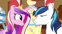 Shining Armor and Cadance smile at each other S5E19