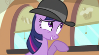 Twilight Sparkle trying to tell Pinkie Pie something S2E24