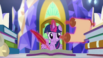 Twilight looking at an artifact scroll EGSBP