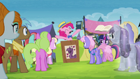 Pinkie has gone Flam on Twilight. Too bad no pony's there to play Flim.
