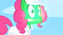 Pinkie Pie with a green face S1E16