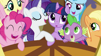 Ponies on train for Ponyville S3E2