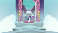 Rarity waves to Spike from school entrance S8E11