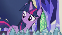 Twilight looking back at Spike S5E25