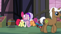 Cutie Mark Crusaders huddled together S8E12