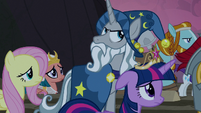 Main ponies and Pillars look for Pony of Shadows S7E26