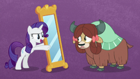 Rarity holding a mirror in front of Yona S9E7