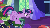 Twilight Sparkle slides to bottom of the book pile S7E20