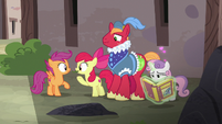 Apple Bloom asks Scootaloo if there's any sign of Feather Bangs S7E8