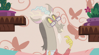 Discord happily observing Fluttershy S7E12