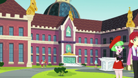 Exterior view of Canterlot High after school EGFF