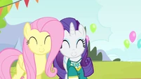 An adorable moment between Fluttershy and Rarity.