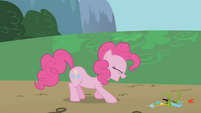 Pinkie Pie busting a gut S1E05