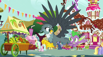 Spike and Gabby fly through Ponyville S9E19