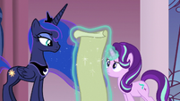 Starlight Glimmer looks at Celestia's checklist S7E10