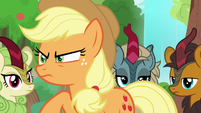 Angry Applejack surrounded by Kirin S8E23